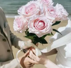 ウェディングブーケ　造花ブーケ　ブーケ　薔薇　バラ　ピンク