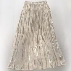 2way アイボリーチュール サテン プリーツ ロングスカートのサムネイル