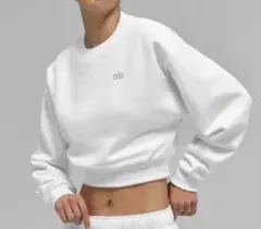 【alo】ホワイト クロップドスウェット 2026年最新】ALO Yoga カラー：ホワイト系 レディース トレーナー