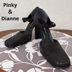 ★Pinky & Dianne★22.5★黒スェードラメストラップハイヒール★のサムネイル