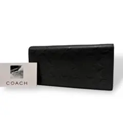 コーチ 二つ折り長財布 ロングウォレット シグネチャー柄 型押し メンズ