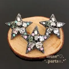 ブラック ピンク スター カボション 星 ビジュー 黒 ヘアゴム クリスマス4個