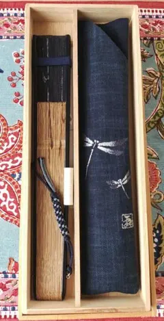 宮脇賣扇庵 壽惠廣】紳士用 手描き蜻蛉 京扇子 トンボ 赤漆骨 34cm 美