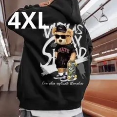 【新品】クマデザイン ストリート　パーカー ブラック　ビックシルエット　海外