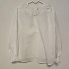 【値下げ中】ボンポワン 8A ホワイトフリル長袖ブラウス