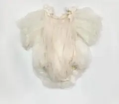 ホワイト チュール フリル ベビードレス　セレモニードレス　80 12M