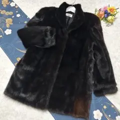 サガミンク 銀サガ ブラックミンク ファーコート XL 毛皮 総丈85 刺繍裏地