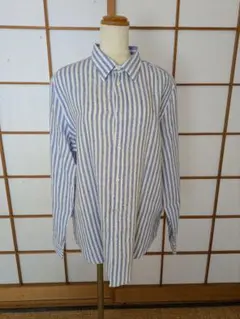 美品 ポロラルフローレン 現行タグ ストライプリネンシャツ リラックスフィット
