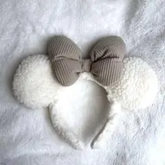 ディズニー モコモコカチューシャ ホワイトコーデュロイ 冬