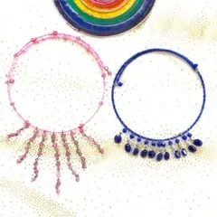 新品★ネックレス お得セット ビーズ アクセサリー インド アジア ピンク 青