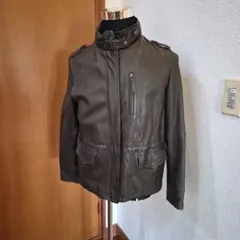 23区 2way レザージャケット シングルライダースジャケット 羊革 フード付