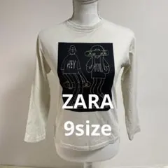 アイボリー 長袖カットソー グラフィックプリントカジュアル0711