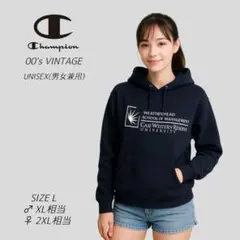 希少　良品　チャンピオン　ケースウェスタン大学　カレッジ　パーカー　紺　XL