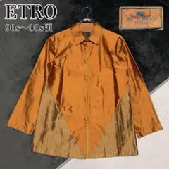 希少 ETRO シルク ストライプ シャツ ジャケット 42 イタリア製 光沢のサムネイル