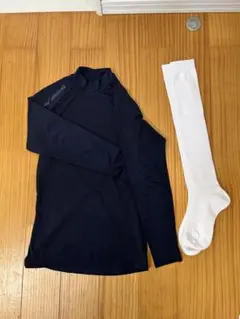 Mizuno ネイビー　長袖 アンダーシャツ ジュニア　160 新品ソックス付き