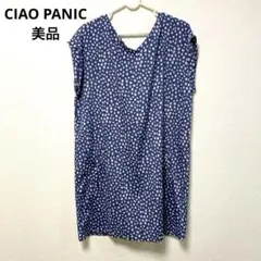 チャオパニック　ワンピース　膝丈　ノースリーブ　ブルー