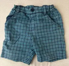ファミリア　チェック柄 緑 ハーフパンツ 80