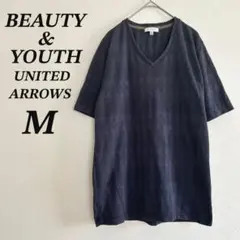 ユナイテッドアローズ Tシャツ M 紺 Vネック カットソー 幾何学 総柄