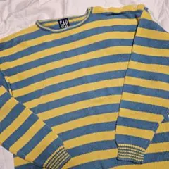美品！GAP 青と黄色のストライプ ニットセーター　XLサイズ