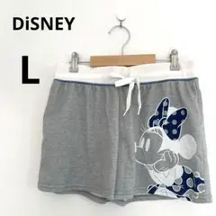 DISNEY ミニーマウス プリント ショートパンツ グレー ウエストゴム紐 L