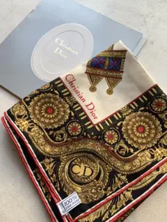 ビンテージChristian Dior スカーフ （ブラックノバチェック柄 
