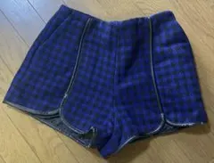 【訳あり】【新品未使用】rienda 青と黒のチェック柄ショートパンツ ポケットのサムネイル