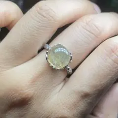 天然石リング　デンドリティックアゲート　イエロー高透明　11mm SV925刻印