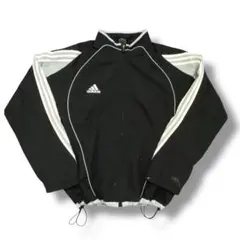 00s adidas ナイロンジャケット US XL 裾ドロー　パイピング　黒