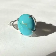 天然石　ターコイズ オーバル ブローチ シルバー製