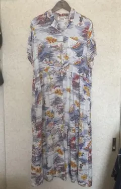 ビンテージ　Kahiko ロングシャツワンピース 半袖 ハワイアン柄のサムネイル