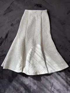 キルティング ホワイト フレアスカート ロングスカート