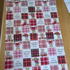 クマ柄 コットン生地 チェック柄はぎれ２枚