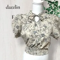 【美品】dazzlin ダズリン 花柄 パフスリーブ リボン ブラウス Fのサムネイル