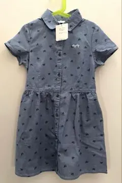 新品未使用☆slap slipリボン柄 半袖ワンピース 青 130cm