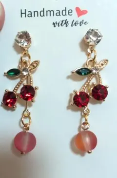 ハンドメイド チェリー モチーフ ピアス