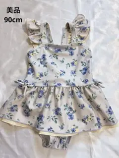 【美品】プティマイン　ベビー水着　花柄　90cm