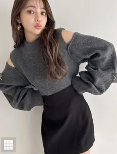 袖2way ショルダーオープンニットトップス mb1528