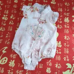 チャイナ服　チャイナテイスト　中華　ピンク　花柄　ロンパースのサムネイル