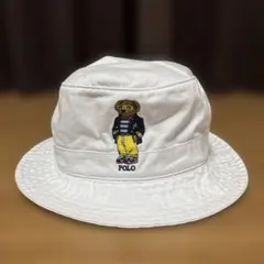 POLO ベア刺繍バケットハット 【Ｌ/XL】ホワイト