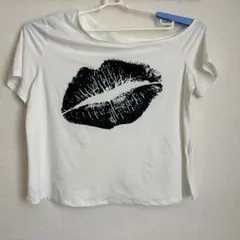 SHEIN CURVE リッププリント 肩出し半袖Tシャツ ホワイト 2XLのサムネイル