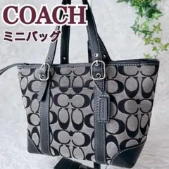 美品✨COACHトートバッグ ハンドバッグ ブラック/グレー レザー キャンバス