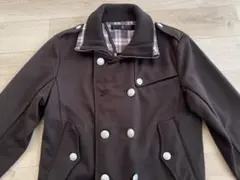 ブラウン ウール混合 ピーコート M