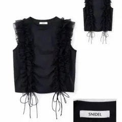 SNIDEL フリルチュールノースリーブトップス ネイビー
