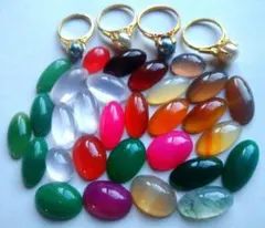 天然石 ルース まとめて カボション ＋ パールリング パワーストーン