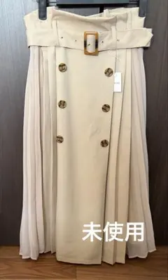 INGNIベージュ プリーツスカート ベルト付き