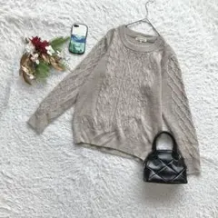 グローバルワーク ケーブルニット セーター 長袖 M アルパカ混 カジュアル