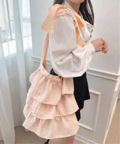 ピンク フリル付きショルダーバッグ apresjour