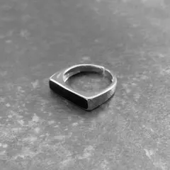 シルバーリング925　細面　ブラックライン　オープンリングNo2