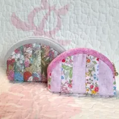 12-10 ハンドメイド　パッチワークポーチ2点セット