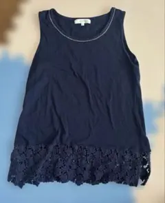 grove 裾レース タンクトップ ネイビー L